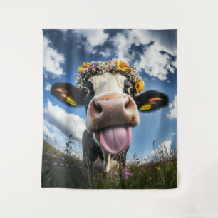 Tapiz Vaca alegre en flor