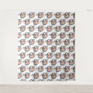 Tapiz vaca de dibujos animados negro blanco rosa beso gr