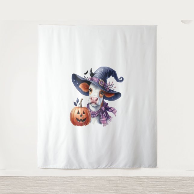 Tapiz Vaca de Halloween con caída (Anverso)