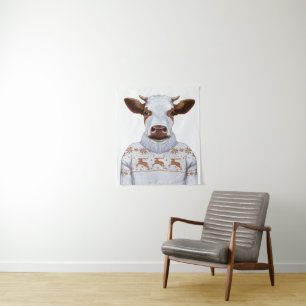 Tapiz Vaca del suéter del navidad