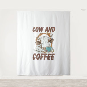 Tapiz Vaca y café Png, chica occidental divertida