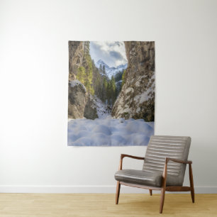 Tapiz Valle y montañas de invierno y primavera