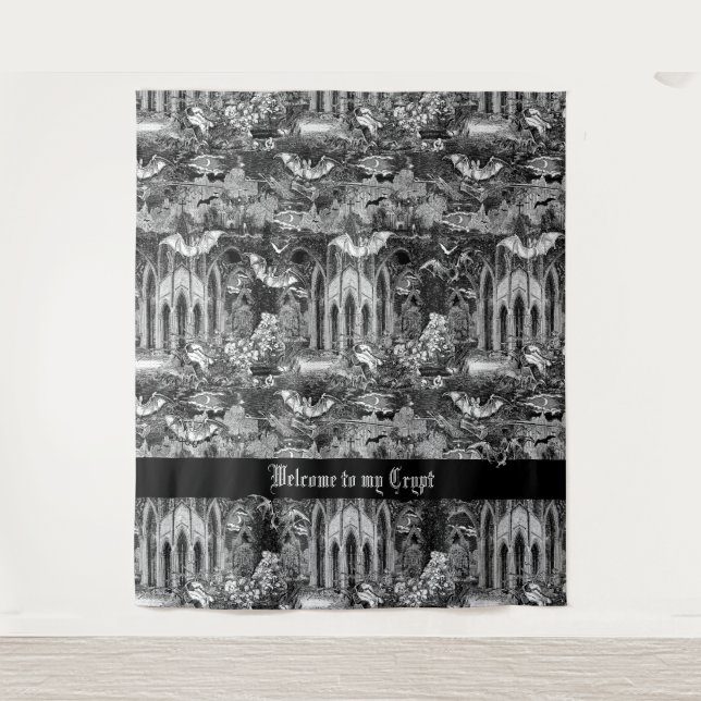 Tapiz Vampiros góticos criptan escena de cementerio con  (Anverso)