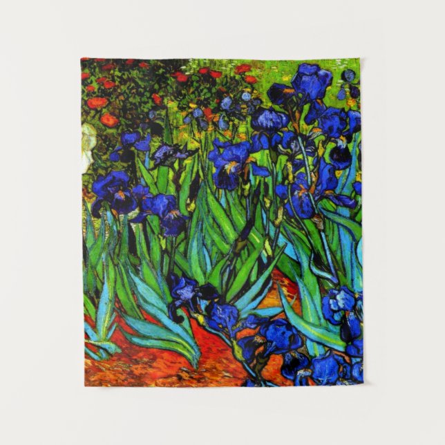 Tapiz Van Gogh - Irises, hermoso arte bello azul índigo (Anverso)
