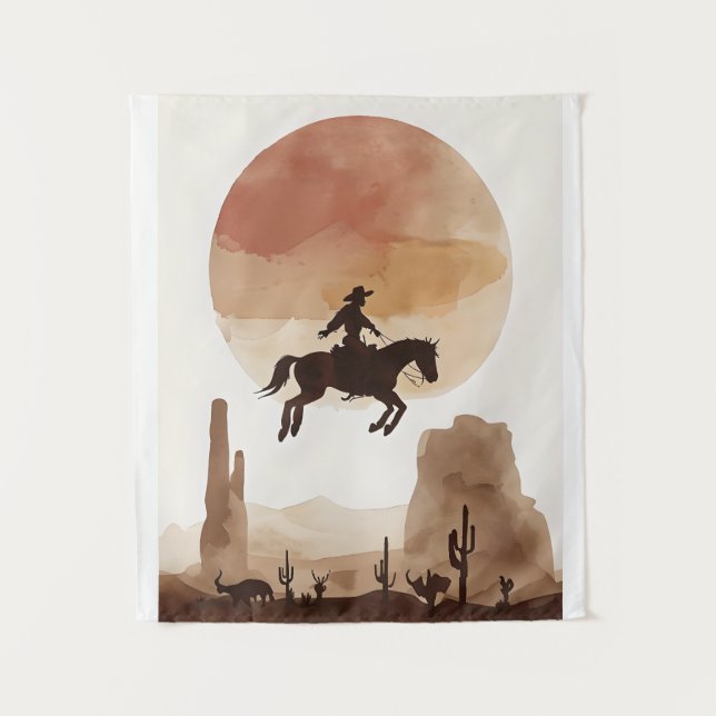 Tapiz Vaquero volador acuarela (Anverso)