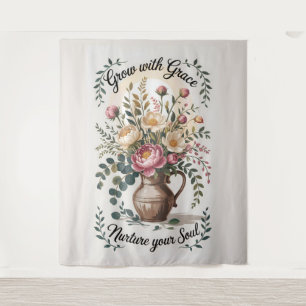 Tapiz Vase Con Florals Crecer Con Cita De Gracia