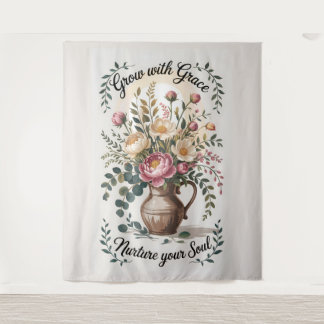 Tapiz Vase Con Florals Crecer Con Cita De Gracia