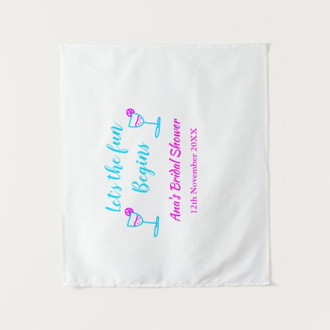 Tapiz Vaso de vid de viña rosa azul desayuno de la novia (Anverso)