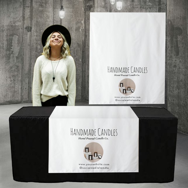 Tapiz Vendedor de fotos de Rótulo de la tabla de la tien (Candles Pop Up Shop Table Runner Sign Photo Vendor Tapestry)