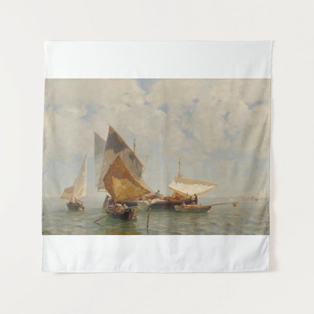 Tapiz Venecia, barco de pescadores en la laguna (1889) (Anverso)