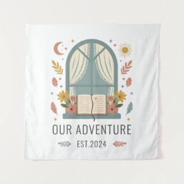 Tapiz Ventana de encaje antiguo con diseño de flores sua