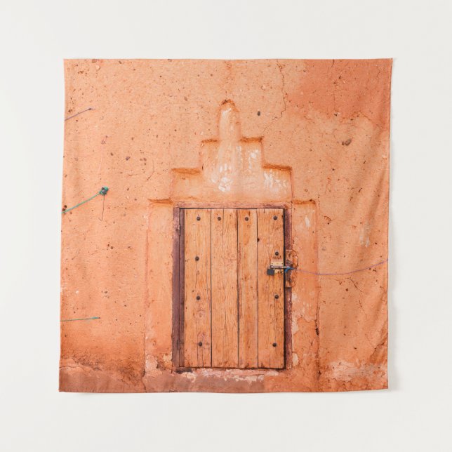 Tapiz Ventana de madera cerrada en casa marroquí tradici (Anverso)