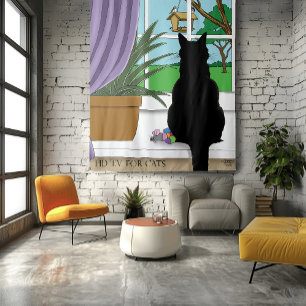 Tapiz Ventana de visualización de gato negro