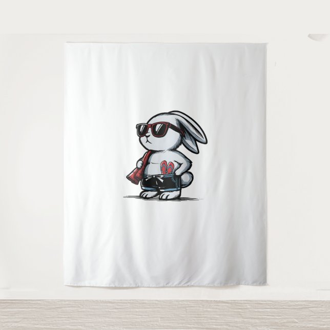 Tapiz Verano Beach Rabbit Bunny Beach-Goer (Anverso)