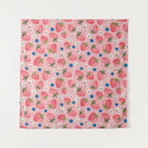 Tapiz Verano de fresa, fondo personalizado de niñita.