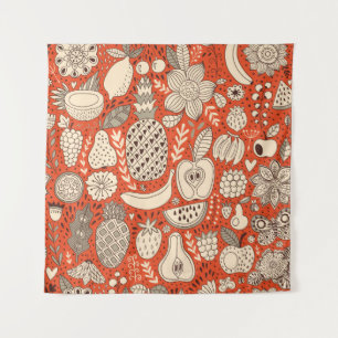 Tapiz Verano Fruit Doodle Vintage