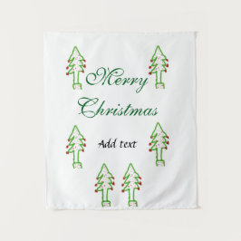 Tapiz Verde árbol de navidad rojo cereza alegría Navidad