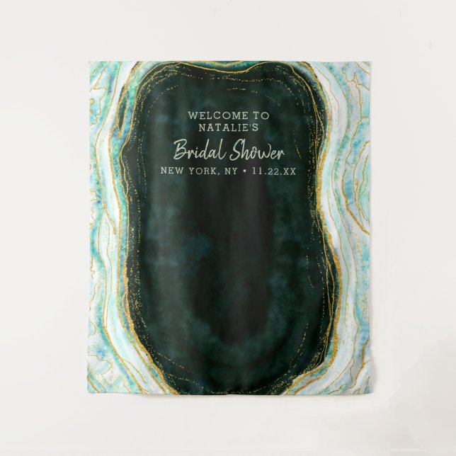 Tapiz Verde azulado Green Agate Bridal Shower Photo Prop (Anverso)