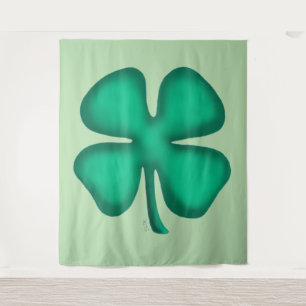 Tapiz verde de trébol irlandés de 4 hojas Lucky