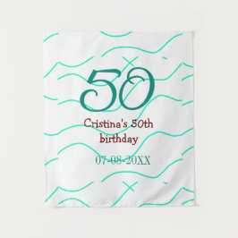 Tapiz Verde rojo 50 cumpleaños fecha de añadir nombre p