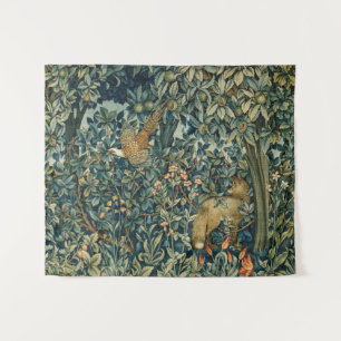 Tapiz VERDOR, ANIMALES faisán, Fox, floral verde del