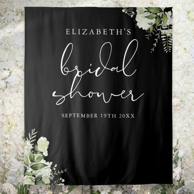 Tapiz Verdor Floral Bridal Shower Foto de fondo (Greenery Floral Bridal Shower Photo Backdrop)