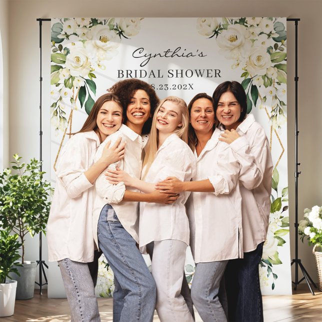 Tapiz Verdor Floral Geométrica Bridal Shower Backdrop (Subido por el creador)