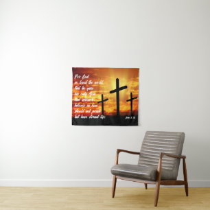 TAPIZ VERSÍCULO DE LA BIBLIA DE MODA JUAN 3:16 REGALO CR