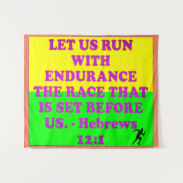 Tapiz Verso de la Biblia en hebreo 12:1.