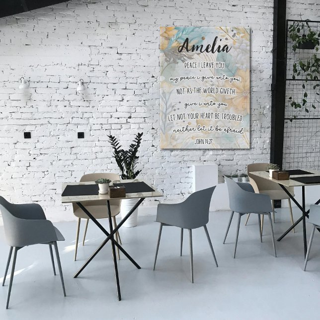 Tapiz Verso de la Biblia, John 14:27 con nombre, Boho Fl (Subido por el creador)