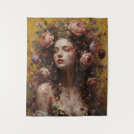 Tapiz vertical para pared Muse de flor dorada