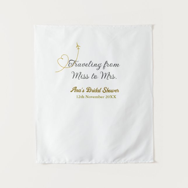 Tapiz Viajar de Miss a Mrs. bridal ducha agregar nombre (Anverso)