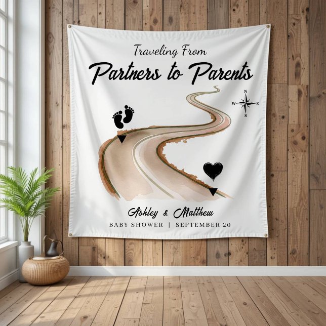 Tapiz Viajar de partners a padres Baby Shower (Traveling from Partners to Parents Baby Shower Tapestry
)