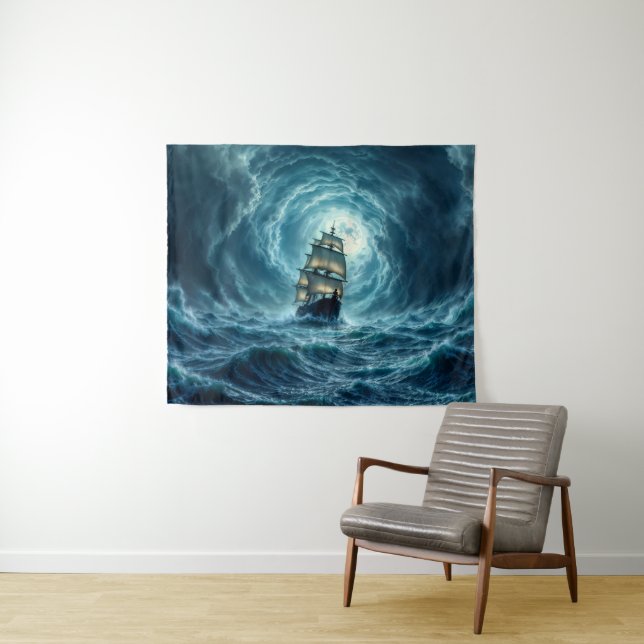 Tapiz Viaje marítimo de la tormenta de Galeón (In situ (horizontal))