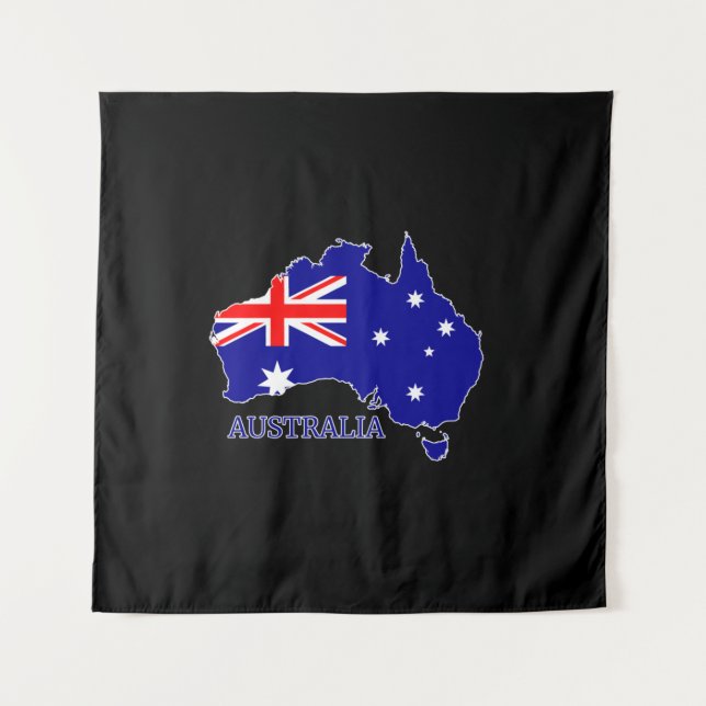 Tapiz Viajes de mapas de bandera australiana (Anverso)