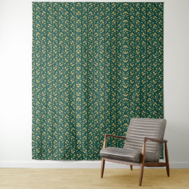 Tapiz Vibrant Green Pattern with Yellow Flowers & Leaves