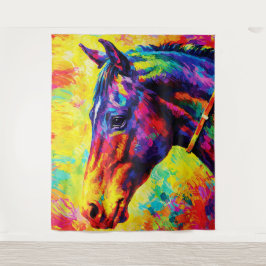 Tapiz Vibrant Impasto Horse Portrait Colorful Wild