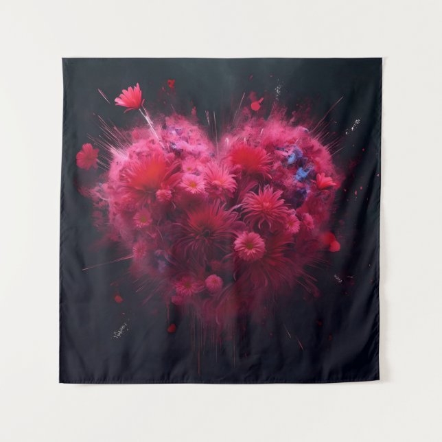 Tapiz Vibrant Pink Heart Burst (Anverso)
