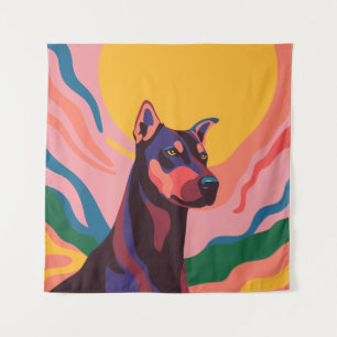 Tapiz Vibrant Pop Art Doberman Portrait