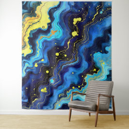 Tapiz Vibrant Swirls of Blue and Gold 7