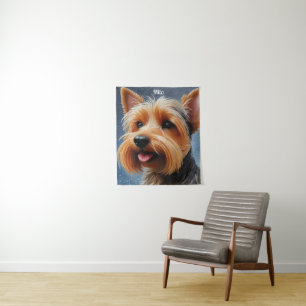 Tapiz Vibrante Pop Pointillism Yorkshire Terrier Art