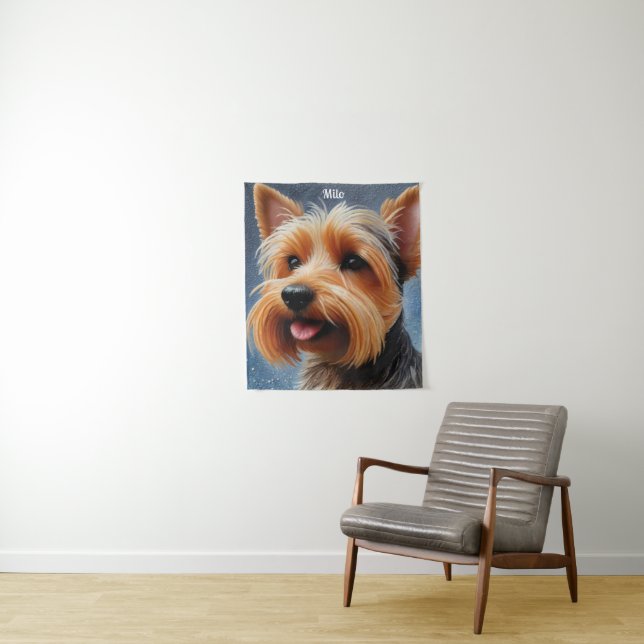 Tapiz Vibrante Pop Pointillism Yorkshire Terrier Art (In situ)