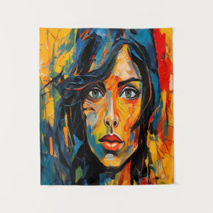 Tapiz Vibrante retrato expresionista audaz abstracto art