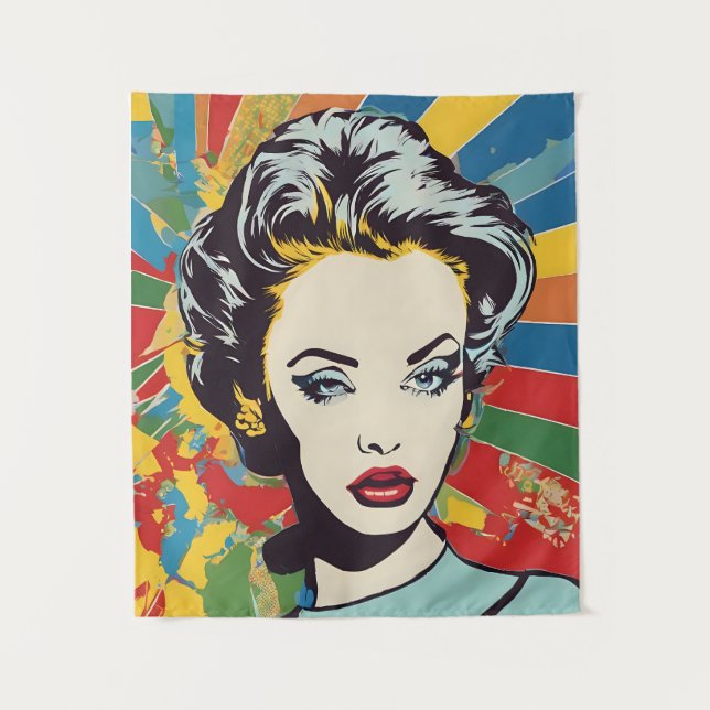 Tapiz Vibrante retrato pop femenino (Anverso)