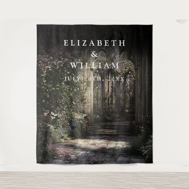 Tapiz Viejo Castillo Gótico Jardín Foto Booth Prop Fondo (Anverso)