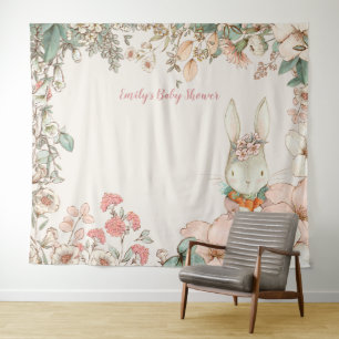 Tapiz Viejo conejito Baby Shower Entorno Crema