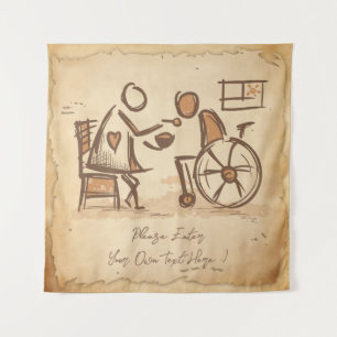 Tapiz Viejo cuidador de moda, asistente de Enfermería