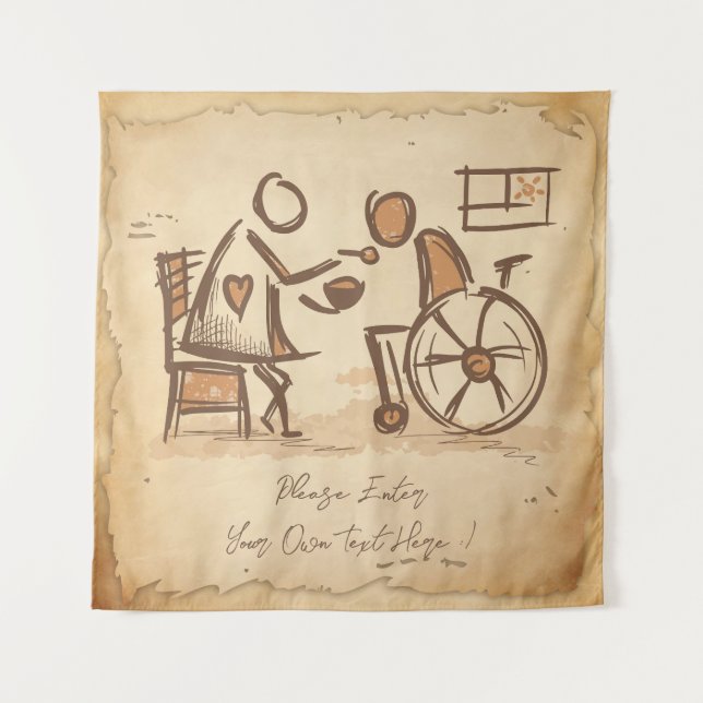 Tapiz Viejo cuidador de moda, asistente de Enfermería (Anverso)