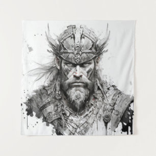 Tapiz Viking Warrior Retrato Pintura Histórica