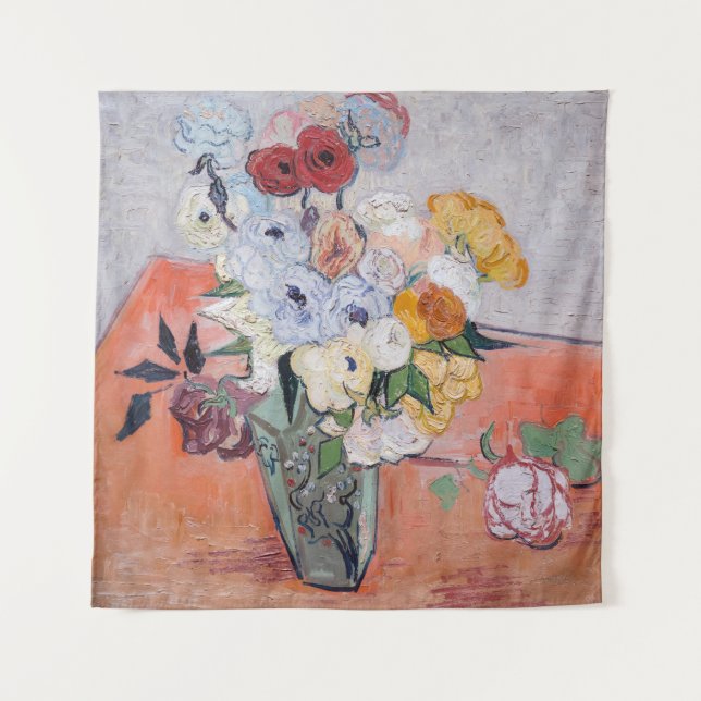 Tapiz Vincent van Gogh - Vase con Rosas y anemones (Anverso)